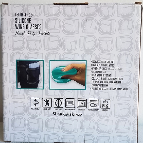 Shark Skinzz Set of 4 Silicone Wine Glasses - Picture 3 of 8